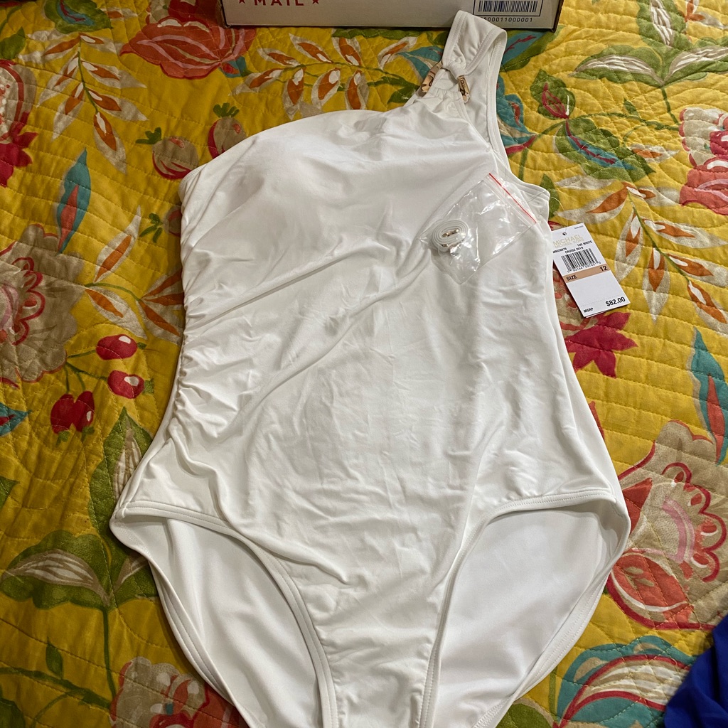Michael Kors White With Gold Size 8 Bathing Suit